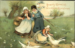 Children Geese Postcard