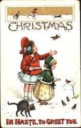 Girls Birds Postcard