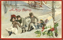 Children Playing the the Snow Postcard