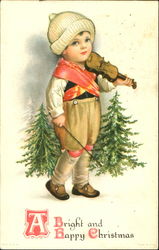 Boy with Violin Children Postcard Postcard