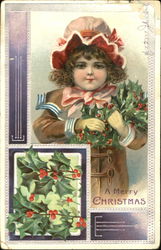Girl with Holly Postcard