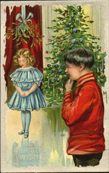 Children Mistletoe Postcard Postcard
