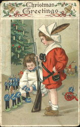 Boys with Toy Soldiers Postcard