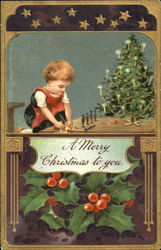 Boy with Toy Soldiers Postcard