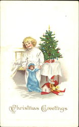 Girl with Dolls Children Postcard Postcard