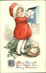 Girl Mailing Christmas Cards Postcard