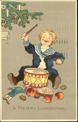 Boy with Toys Drum Postcard