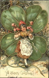 Girl with 4 Leaf Clover Postcard