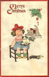 Girl with Kittens Postcard