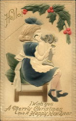 Girl on Telephone Postcard