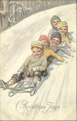 Boys on Sled Postcard