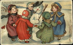 Children around Snowman Children around Snowman