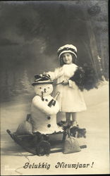 Girl with Snowman Postcard