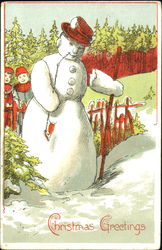 Children Snowman Postcard