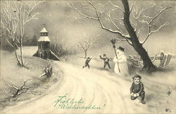 Snowball Fight Postcard