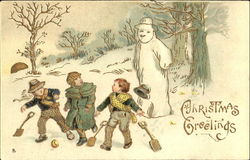 Children Gold Snowmen Postcard Postcard