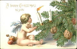 Cherub with Candle Christmas Postcard Postcard