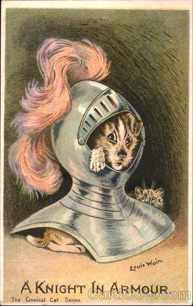 A Knight In Armour Louis Wain