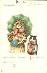 Paying Visits Louis Wain Postcard Postcard