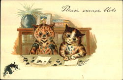 Please Excuse Blots Louis Wain Postcard Postcard