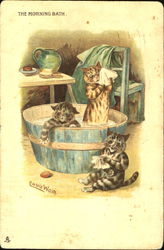 The Morning Bath Louis Wain Postcard Postcard