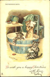 The Morning Bath Louis Wain Postcard Postcard