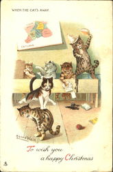 When the cat's away Louis Wain Postcard Postcard