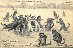 Rugby After The Scrum Is Over Louis Wain Postcard Postcard