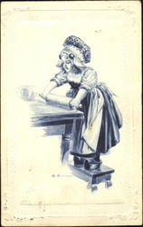 Dutch Girl Baking Postcard