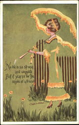 Woman with Umbrella Postcard