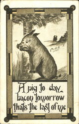 A Pig To Day Bacon Tomorrow Thats The Last Of Me Postcard