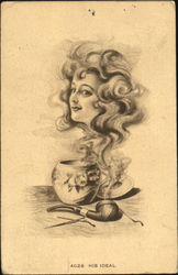 His Ideal Face in Smoke Postcard