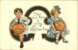 Children w/JOLs Halloween Postcard Postcard