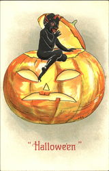 Black Devin on JOL Halloween Postcard Postcard