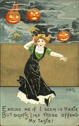 JOL's Scaring Woman Halloween Postcard Postcard
