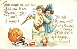 Children Carving JOL Postcard