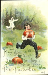 Children, Pumpkins Halloween Postcard Postcard