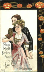 May Mine Be The Face In Your Hallow-Even Mirror! Halloween Postcard Postcard