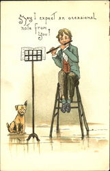 Boy Playing Flute Postcard