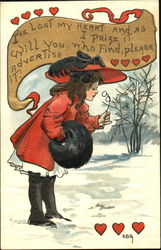 Girl Searching for Heart H.B. Griggs (HBG) Postcard Postcard
