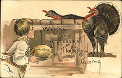 Wishing You A Pleasant Thanksgiving Children Postcard Postcard