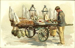 Itallian Food Cart Postcard