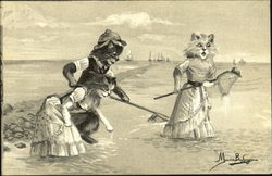 Cats Fishing Maurice Boulanger Postcard Postcard