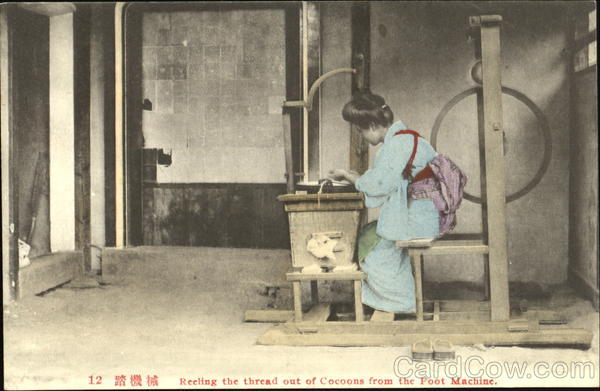 Reeling The Thread Out Of Cocoons From The Foot Machine Japan