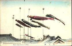 Boys Fish Festival In May Postcard