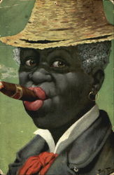 Smoking Cigar Postcard