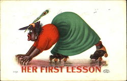 Her First Lesson Black Americana Postcard Postcard