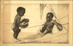 Who Am Champion Now? Boxing Black Americana Postcard Postcard