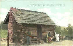 Aunt Mandy's Log Cabin Postcard