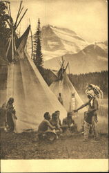 Blackfeet Indian Camp Many Glacier Region Native Americana Postcard Postcard